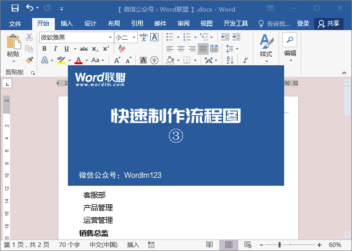 Word中SmarArt流程圖超快速制作，流程圖原來這么簡單！