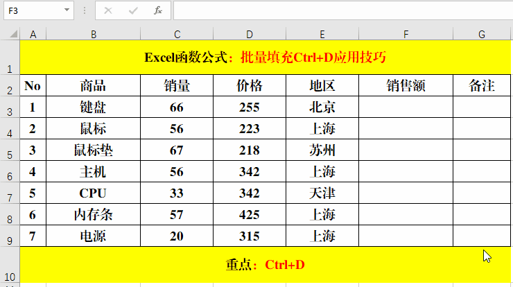簡(jiǎn)單高效的Excel快捷鍵Ctrl+D，你真的會(huì)使用嗎？