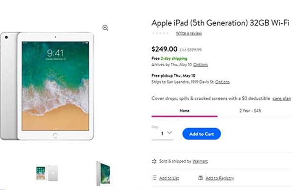 蘋果第五代iPad大幅降價，32GB版不到1600元