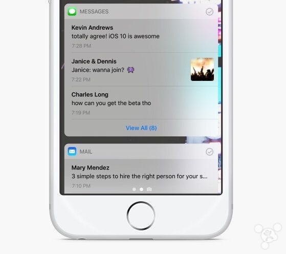 概念設(shè)計:分組顯示 iOS 10 系統(tǒng)的鎖屏通知