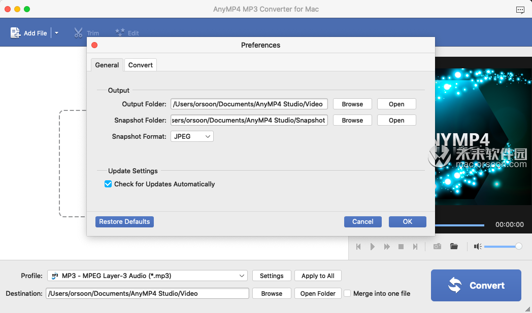 AnyMP4 MP3 Converter for Mac(mp3格式轉(zhuǎn)換器)