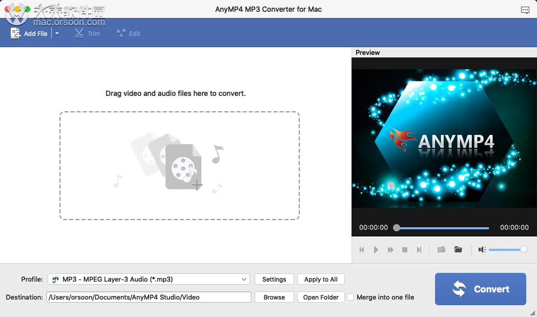 AnyMP4 MP3 Converter for Mac(mp3格式轉(zhuǎn)換器)